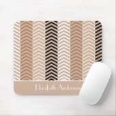 Sophisticated Brown Chevron Stripes met naam Muismat (Met muis)