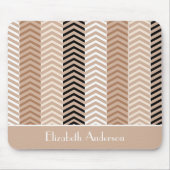 Sophisticated Brown Chevron Stripes met naam Muismat (Voorkant)