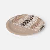 Sophisticated Brown Chevron Stripes met naam Papieren Bordje (Gekanteld)