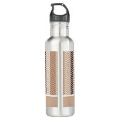 Sophisticated Brown Chevron Stripes met naam Waterfles (Achterkant)