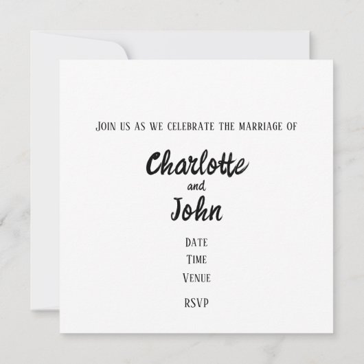 Sophisticated bruiloft uitnodiging Kaart in het zw (Achterkant)