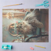 Sophisticated Cat Pink Sage Salon Decoupage Tissu Tissuepapier (Craft)