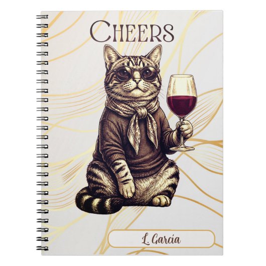 Sophisticated Cat Wine Lover Notebook Notitieboek (Voorkant)