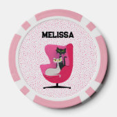 Sophisticated Cats in Mid Century Roze Stoel Stipp Poker Chips (Achterkant)