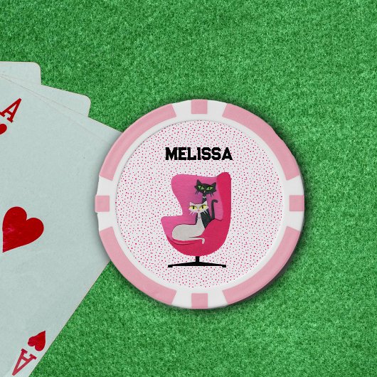 Sophisticated Cats in Mid Century Roze Stoel Stipp Poker Chips