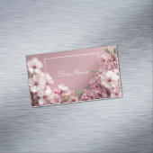 Sophisticated Cherry Blossom Pink & Sage Magnetisch Visitekaartje (Voorbeeld)