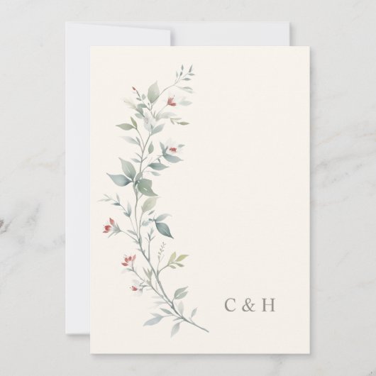 Sophisticated Chic Wildflowers & Green Shades  Kaart (Voorkant)