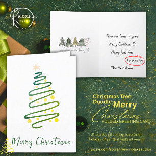 Sophisticated Christmas Tree Doodle Wenskaart Kaart