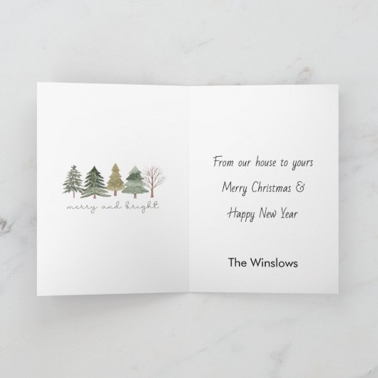 Sophisticated Christmas Tree Doodle Wenskaart Kaart (Binnen)