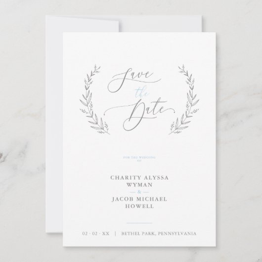 Sophisticated Classic Botanical Blue Grey Wedding (Voorkant)