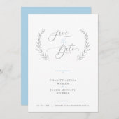 Sophisticated Classic Botanical Blue Grey Wedding (Voorkant / Achterkant)