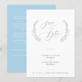 Sophisticated Classic Botanical Blue Grey Wedding