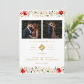 Sophisticated Classic Christmas Garland Wedding Save The Date (Staand voorkant)