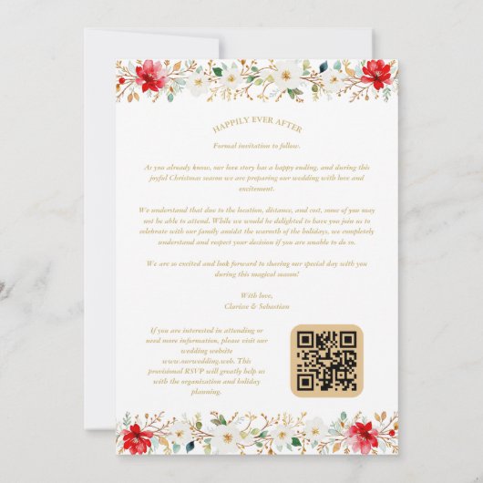 Sophisticated Classic Christmas Garland Wedding Save The Date (Achterkant)