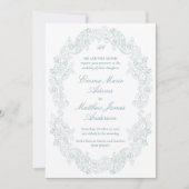Sophisticated Classic Script Blauwe Regency Bruilo Kaart (Voorkant)
