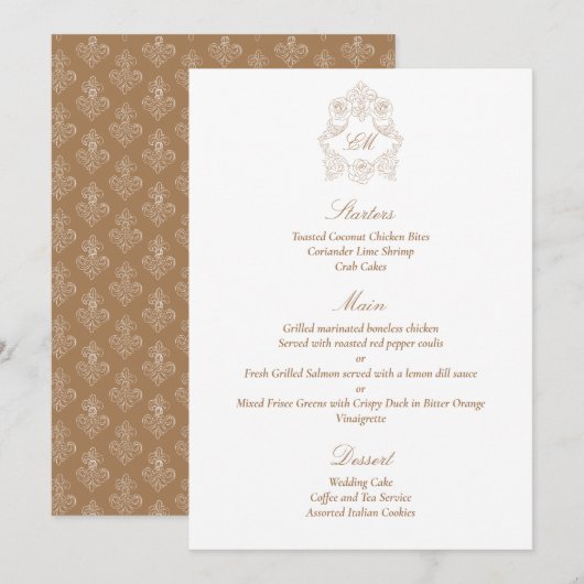 Sophisticated Classic Script Goudbruin Menu (Voorkant / Achterkant)