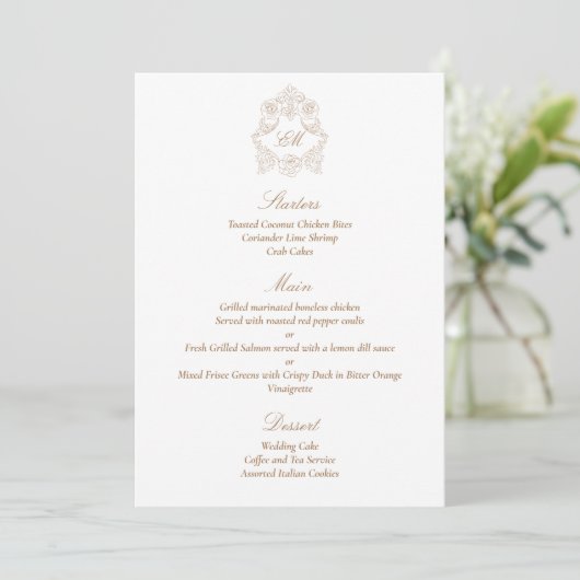 Sophisticated Classic Script Goudbruin Menu (Staand voorkant)
