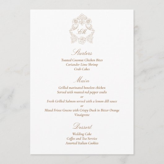 Sophisticated Classic Script Goudbruin Menu (Voorkant)