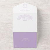 Sophisticated Classic Script Purple Wedding All In One Uitnodiging (Buitenkant)