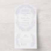 Sophisticated Classic Script Purple Wedding All In One Uitnodiging (Binnen)