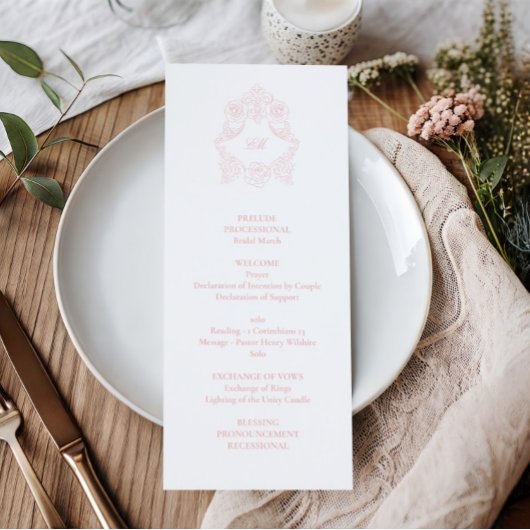 Sophisticated Classic Script Roze Huwelijk Programmakaart