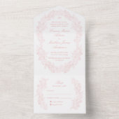 Sophisticated Classic Script Roze Trouwkaart All In One Uitnodiging (Binnen)