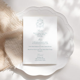 Sophisticated Classic Script Stofblauw Bruiloft Menu