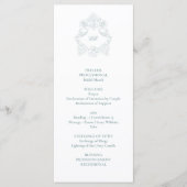 Sophisticated Classic Script Stofblauw Trouwen Programmakaart (Voorkant)