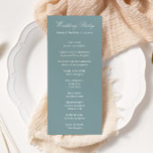 Sophisticated Classic Script Stofblauw Trouwen Programmakaart