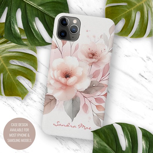 Sophisticated Classy Delicate Waterverf Flowers iPhone Hoesje