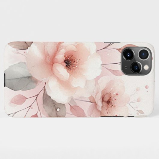 Sophisticated Classy Delicate Waterverf Flowers iPhone Hoesje (Achterkant horizontaal)