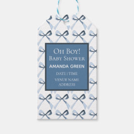 Sophisticated Coquette, Blue Bows Baby shower Cadeaulabel