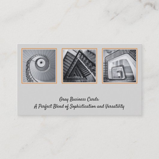 Sophisticated Custom Afbeeldingen QR Code Grijs Visitekaartje (Achterkant)