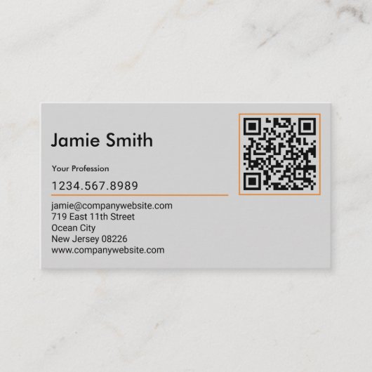 Sophisticated Custom Afbeeldingen QR Code Grijs Visitekaartje (Voorkant)