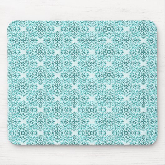 Sophisticated Damask Mousepad, Turquoise Muismat (Voorkant)