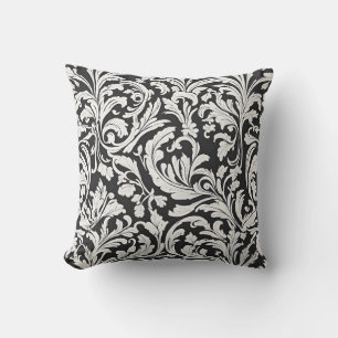 Sophisticated Damask Patroon in wit met wijnstokke Kussen