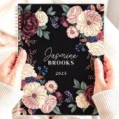 Sophisticated Dark Floral Aangepaste naam Planner