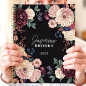 Sophisticated Dark Floral Aangepaste naam Planner
