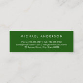 Sophisticated Deep Green Afstuderen Contact Contactkaartje (Achterkant)