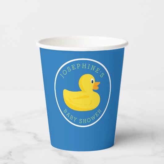 Sophisticated Duck Baby shower Blauw Custom Kleur  Papieren Bekers (Achterkant)
