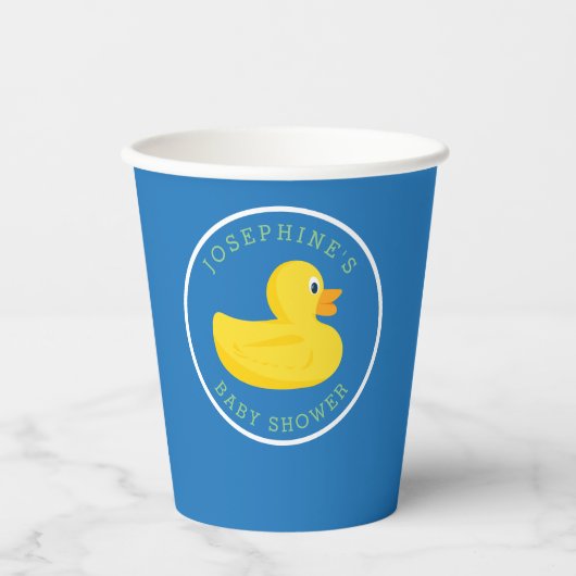 Sophisticated Duck Baby shower Blauw Custom Kleur  Papieren Bekers (Voorkant)
