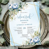 Sophisticated Dusty Blue Eucalyptus Dinner Invites Kaart