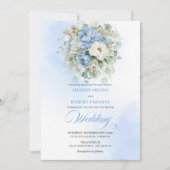 Sophisticated Dusty Blue Floral Digital Wedding Kaart (Voorkant)