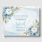 Sophisticated Dusty Blue White Peonies Sweet 16th Gastenboek (Voorkant)
