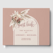 Sophisticated Dusty Pink Pampas Rozen Gastboek Gastenboek (Voorkant)