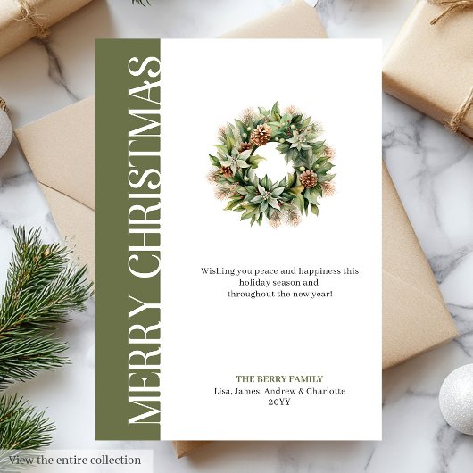 Sophisticated earthy colors Christmas greeting  Feestdagenkaart