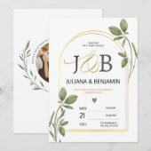 Sophisticated Elegant Huwelijksuitnodiging met Del Kaart (Voorkant / Achterkant)