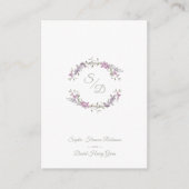 Sophisticated Elegant Lilac Floral Wedding Garland Informatiekaartje (Voorkant)