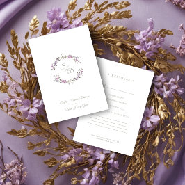 Sophisticated Elegant Lilac Floral Wedding Garland RSVP Kaartje