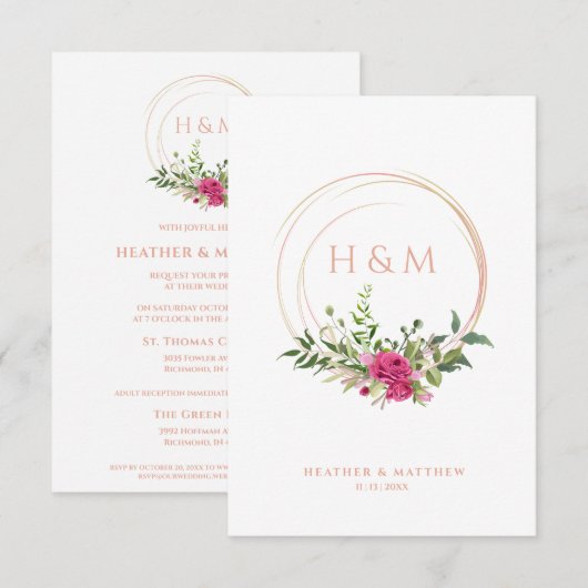 Sophisticated Elegant Pink Floral Wedding Garland (Voorkant / Achterkant)